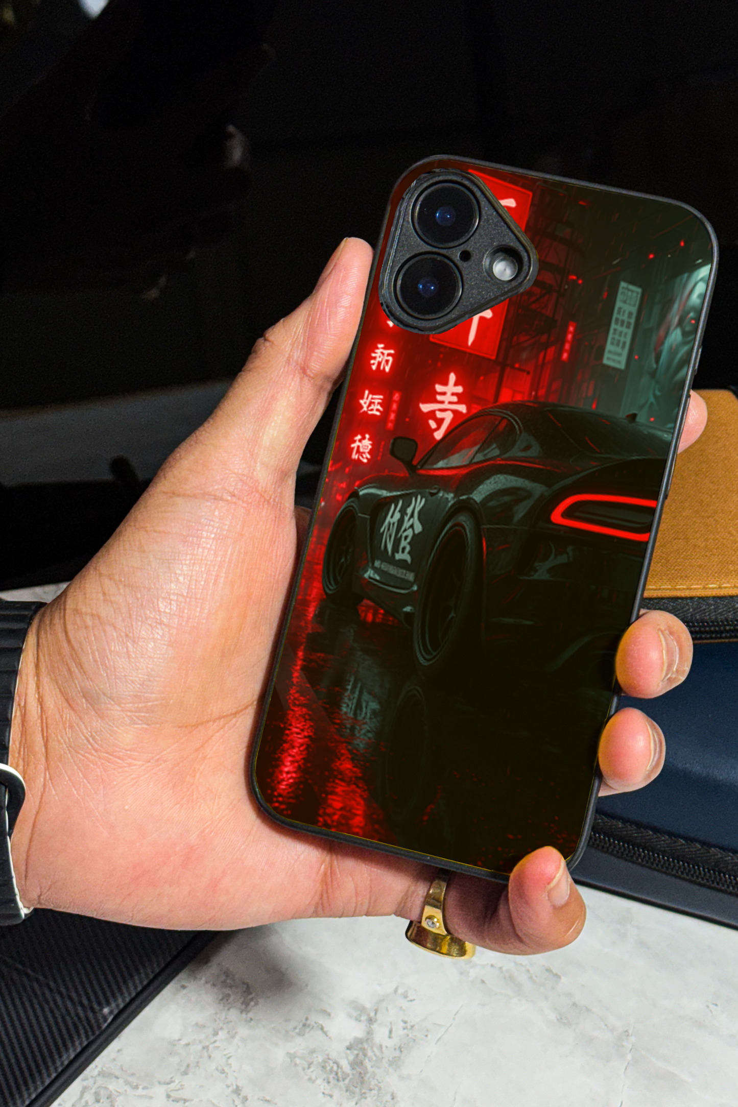 Aesthetic Car Focus Premium Glass Back Cover For iPhone 11,12,13,14,15,16 Models