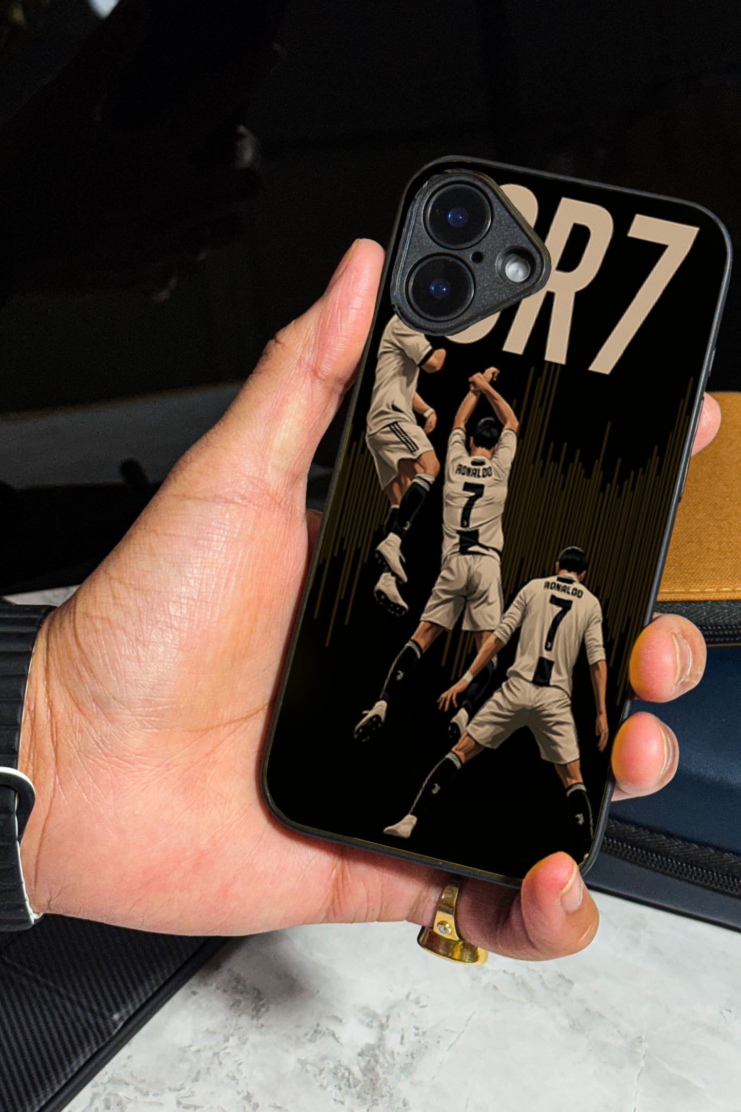 AIR CR7 Premium Glass Back Cover For iPhone 11,12,13,14,15,16 Models