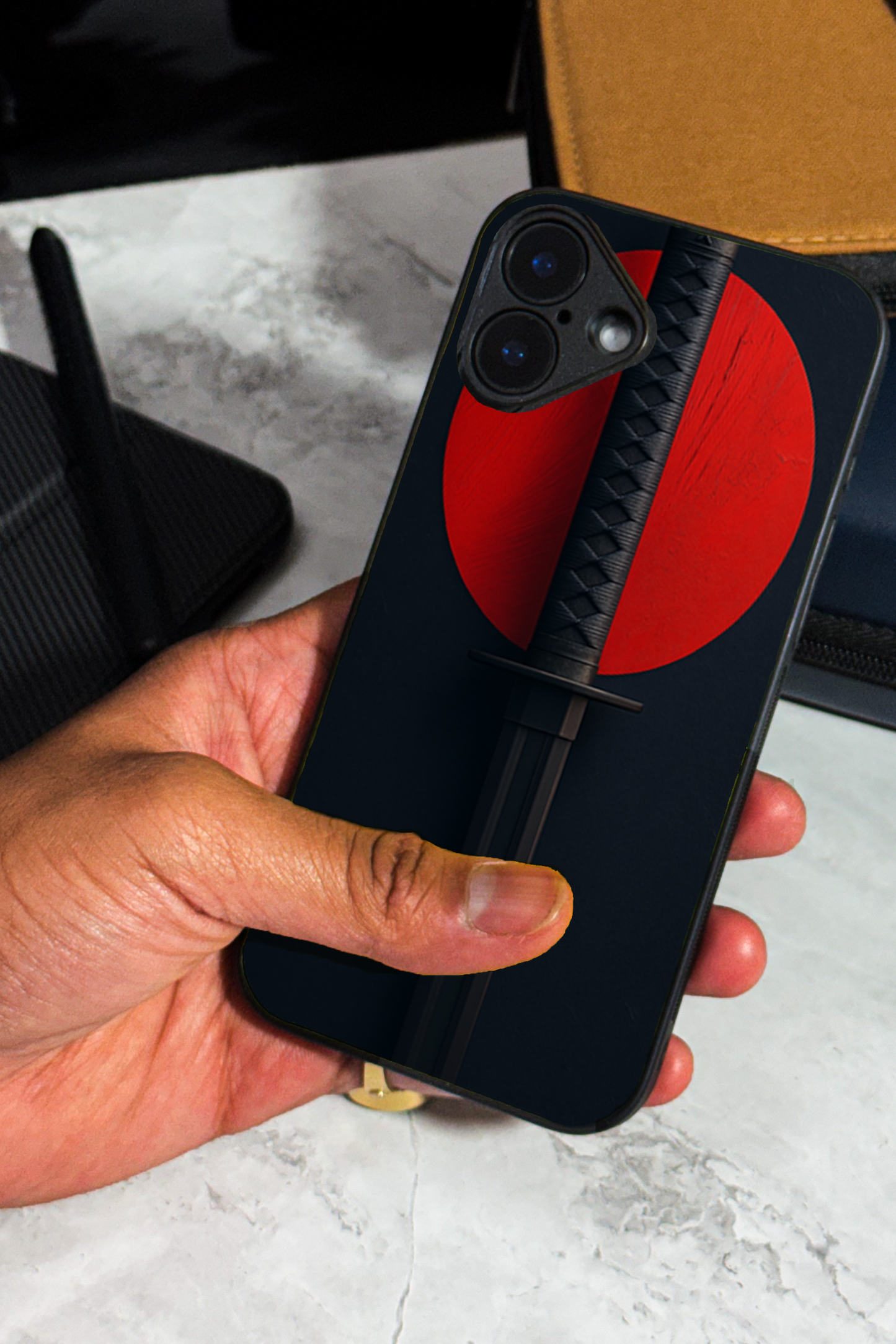 Katana Abstract Shot Theme Premium Glass Back Cover For iPhone 11,12,13,14,15,16 Models