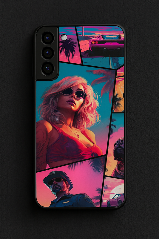 Lets Play GTA Premium Glass Back Cover For Galaxy S22, S23, S24, S25 Models