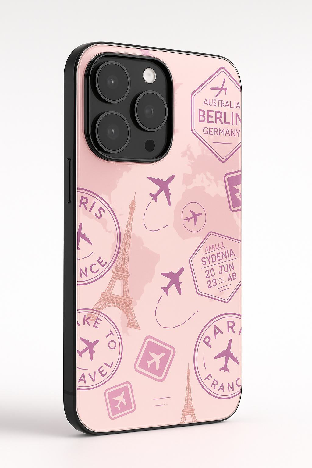Travel Mania Premium Glass Back Cover For iPhone 11,12,13,14,15,16 Models