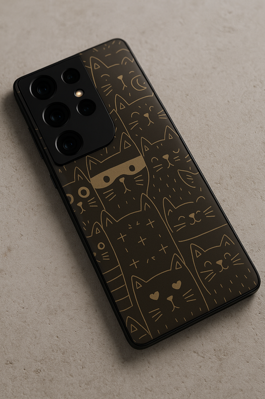 Meow You Too Premium Glass Back Cover For Galaxy S22, S23, S24, S25 Models