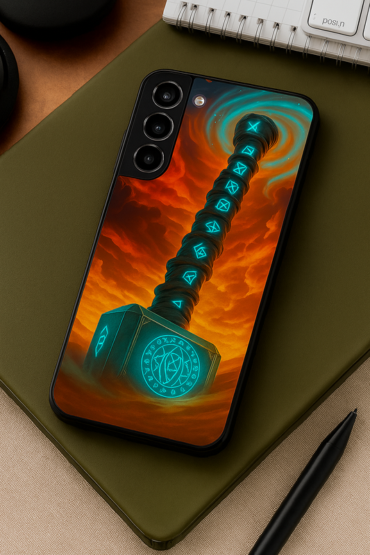 Mjolnir's Wrath Premium Glass Back Cover For Galaxy S22, S23, S24, S25 Models