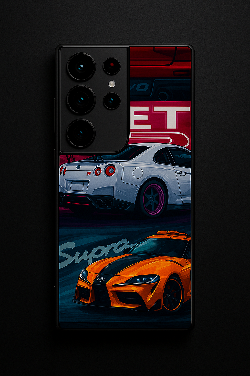 Super Cars Premium Glass Back Cover For Galaxy S22, S23, S24, S25 Models