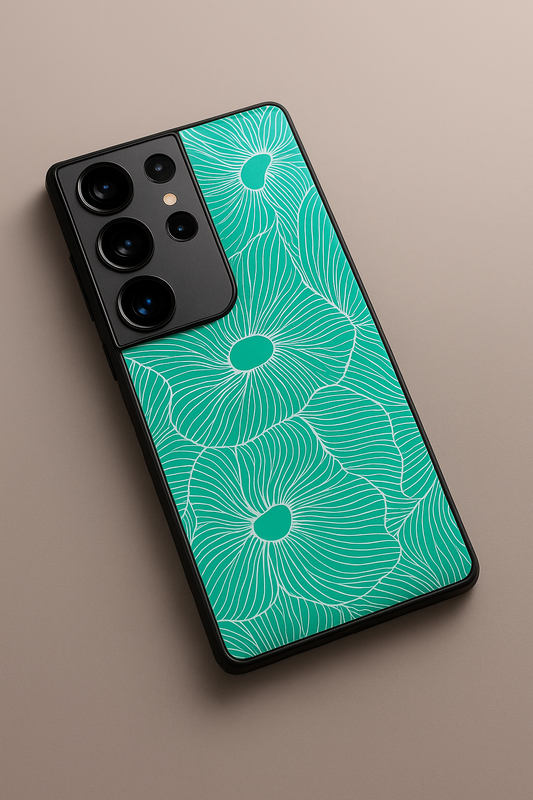 The Sketchy Petals Premium Glass Back Cover For Galaxy S22, S23, S24, S25 Models