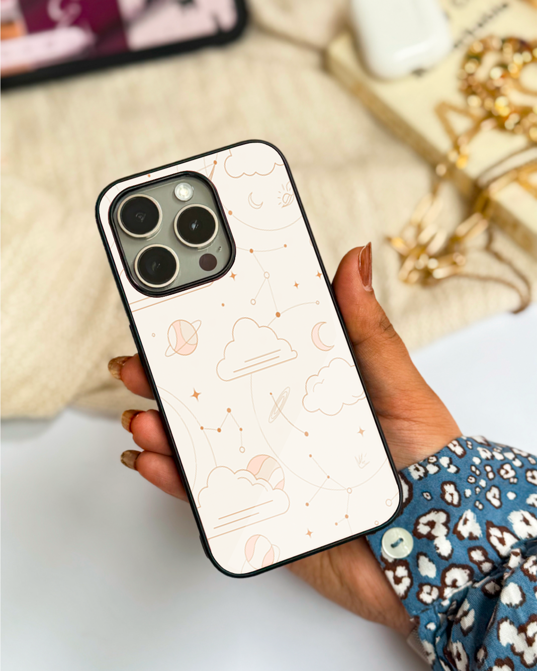 Celestial Love Premium Glass Back Cover For iPhone 11,12,13,14,15,16 Models
