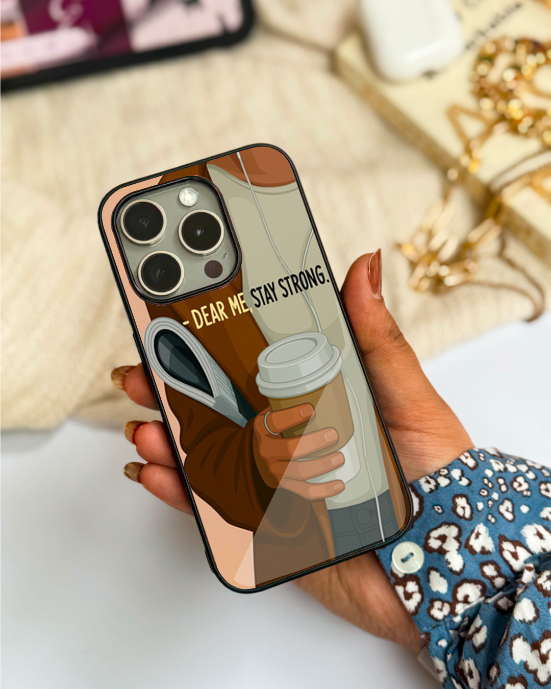 Stay Strong  Premium Glass Back Cover For iPhone 11,12,13,14,15,16 Models