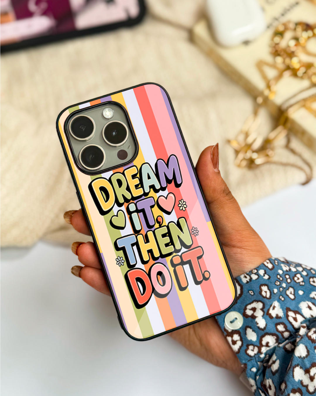 Dream IT Do IT Premium Glass Back Cover For iPhone 11,12,13,14,15,16 Models