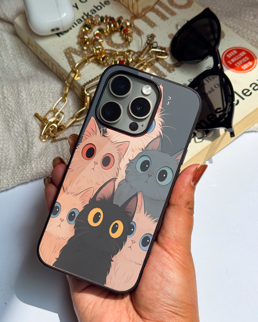 Kitty Mania  Premium Glass Back Cover For iPhone 11,12,13,14,15,16 Models