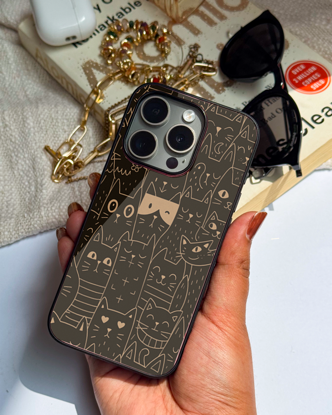 Meow You Too Premium Glass Back Cover For iPhone 11,12,13,14,15,16 Models