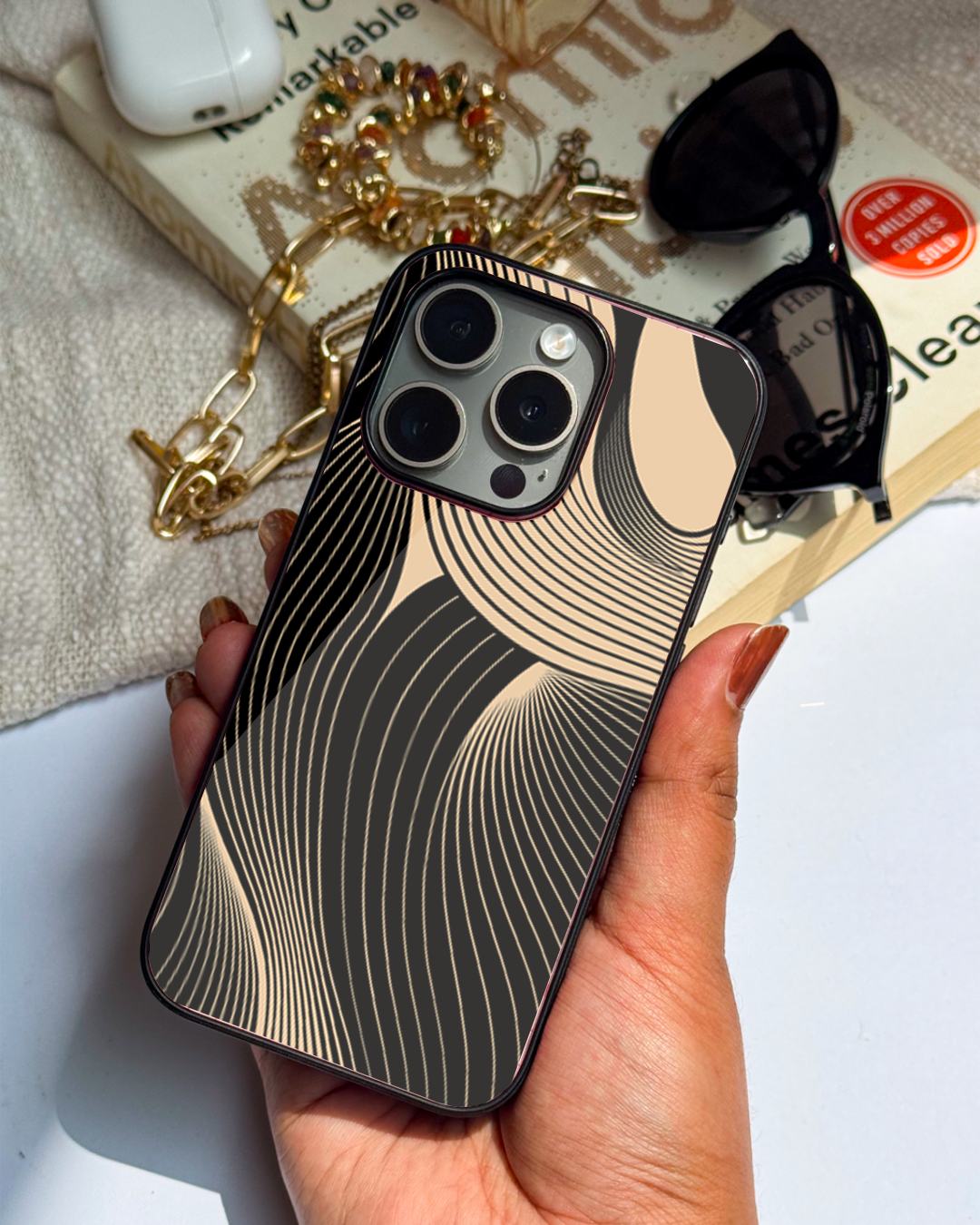 Aesthetic Swirls Premium Glass Back Cover For iPhone 11,12,13,14,15,16 Models