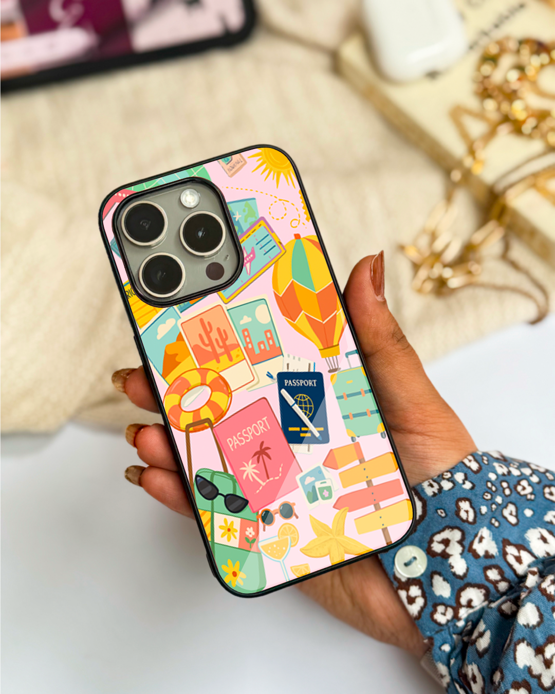 I love Travelling  Premium Glass Back Cover For iPhone 11,12,13,14,15,16 Models