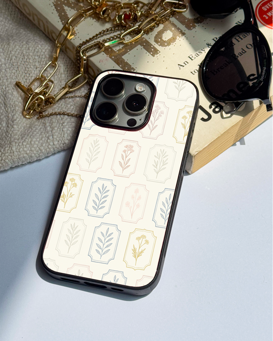 The Petal Grid Premium Glass Back Cover For iPhone 11,12,13,14,15,16 Models