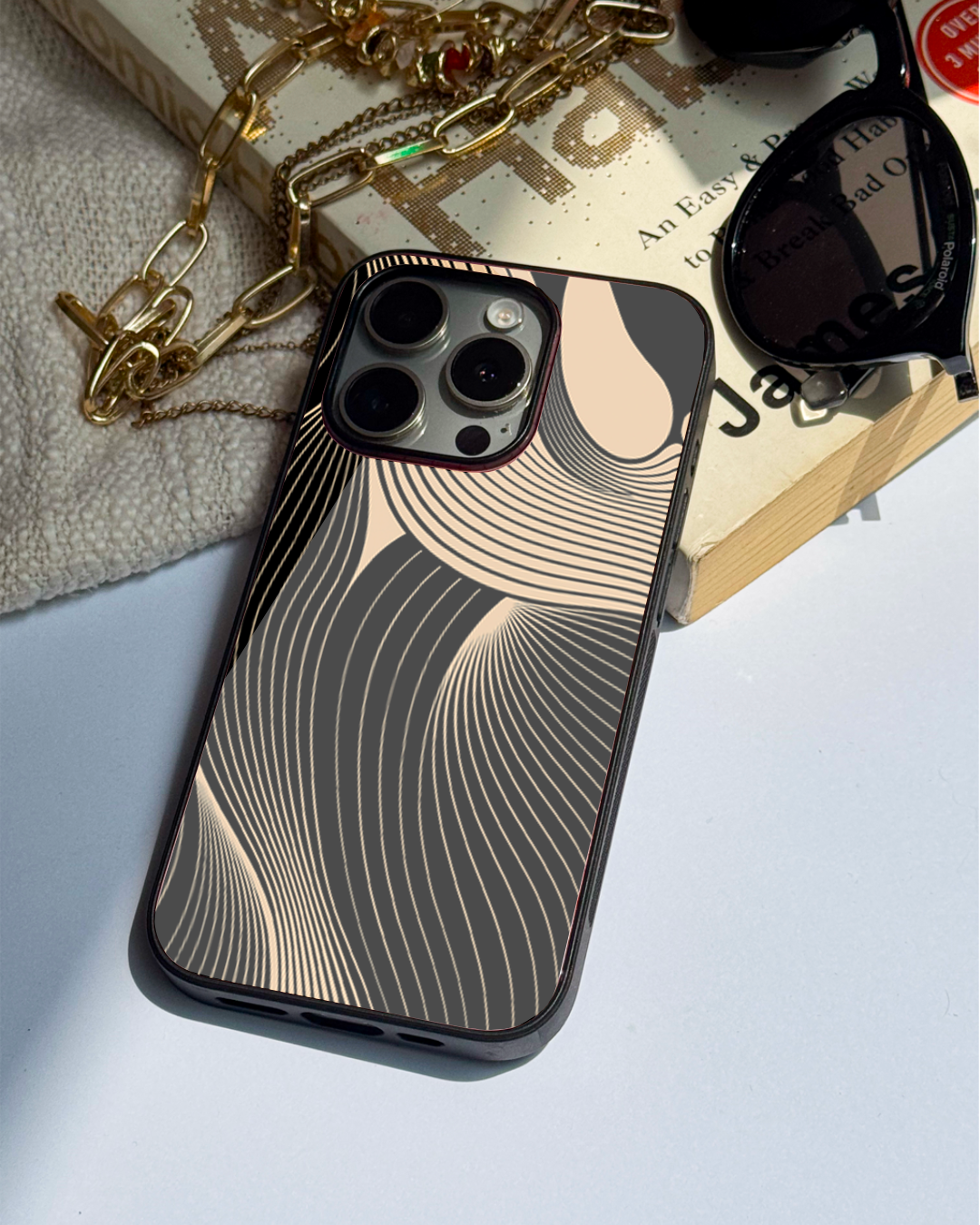 Aesthetic Swirls Premium Glass Back Cover For iPhone 11,12,13,14,15,16 Models