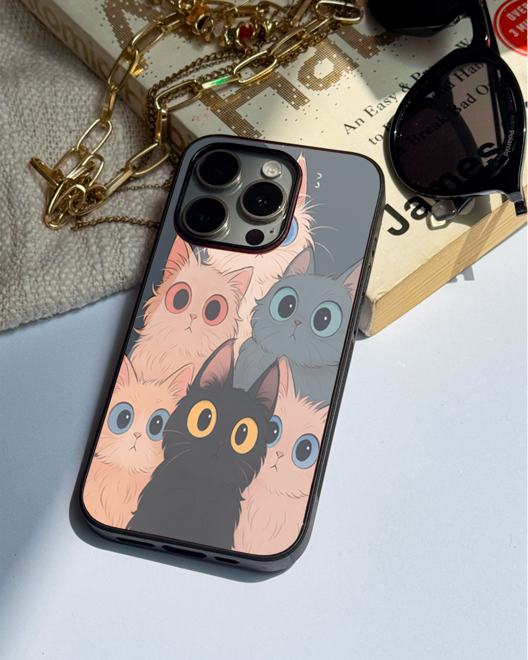 Kitty Mania  Premium Glass Back Cover For iPhone 11,12,13,14,15,16 Models