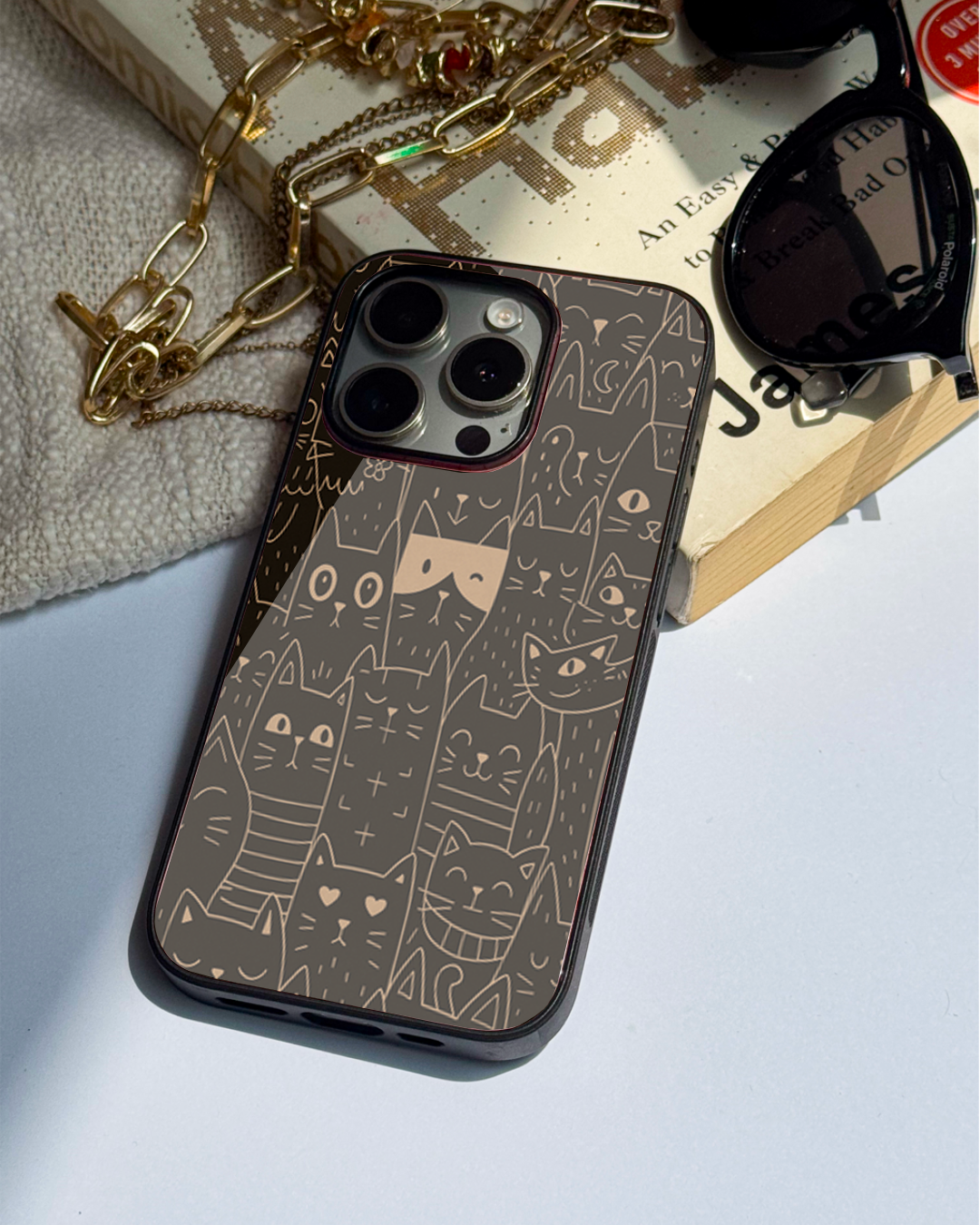 Meow You Too Premium Glass Back Cover For iPhone 11,12,13,14,15,16 Models