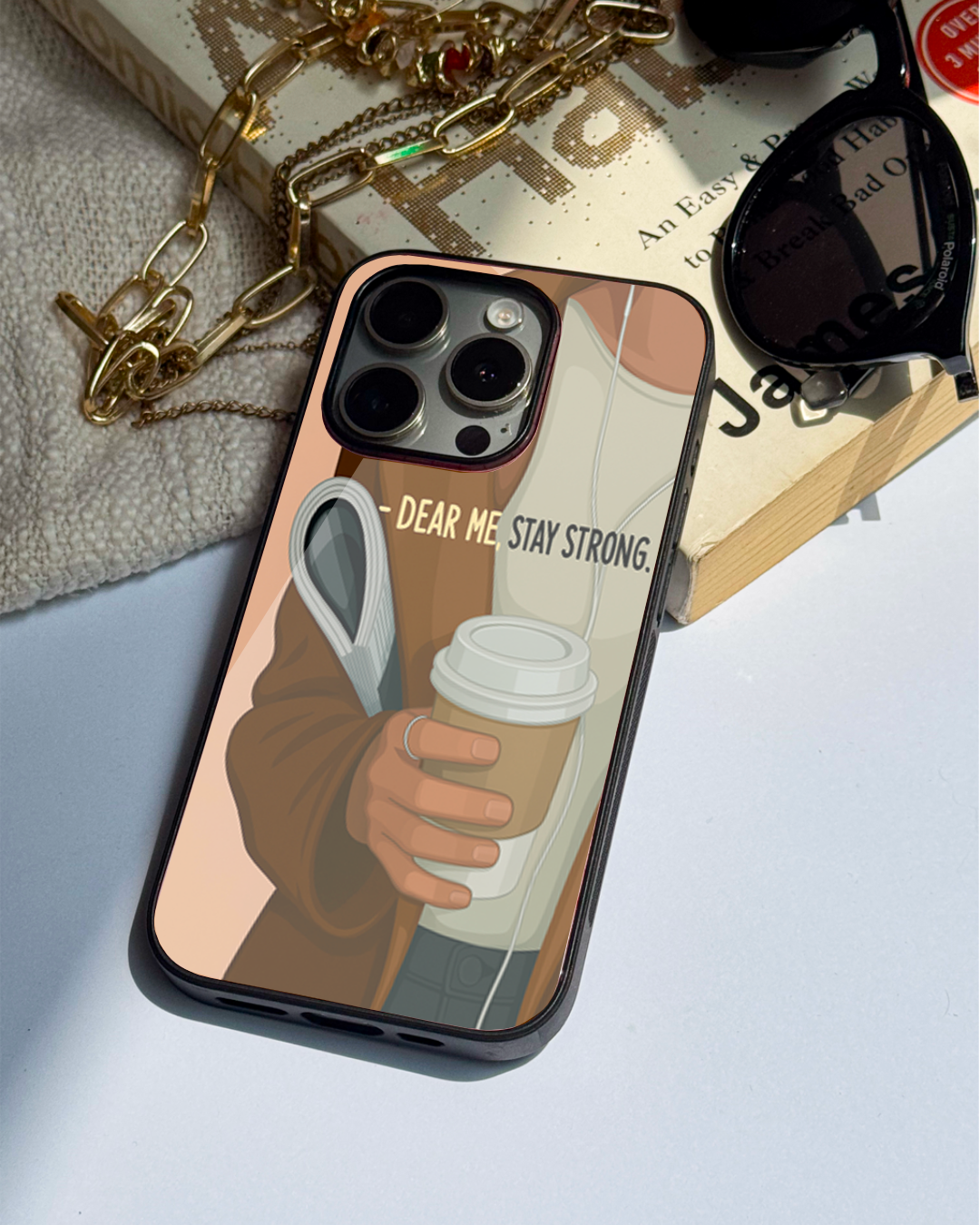 Stay Strong  Premium Glass Back Cover For iPhone 11,12,13,14,15,16 Models