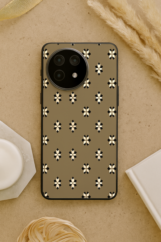 Aesthetic Floral Grid Premium Glass Back Cover For One Plus 13, 12, 11, 10, Nord Series The Case & Co