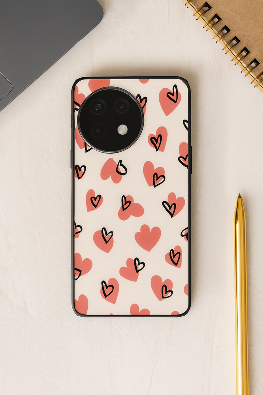 Benji Hearts Premium Glass Back Cover For One Plus 13, 12, 11, 10, Nord Series The Case & Co