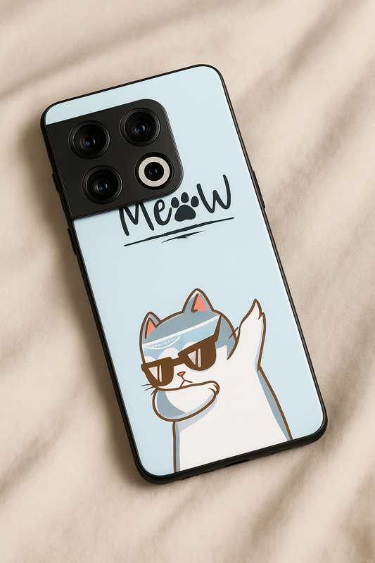 Cool Cat Aesthetics Glass Back Cover For One Plus 13, 12, 11, 10, Nord Series The Case & Co