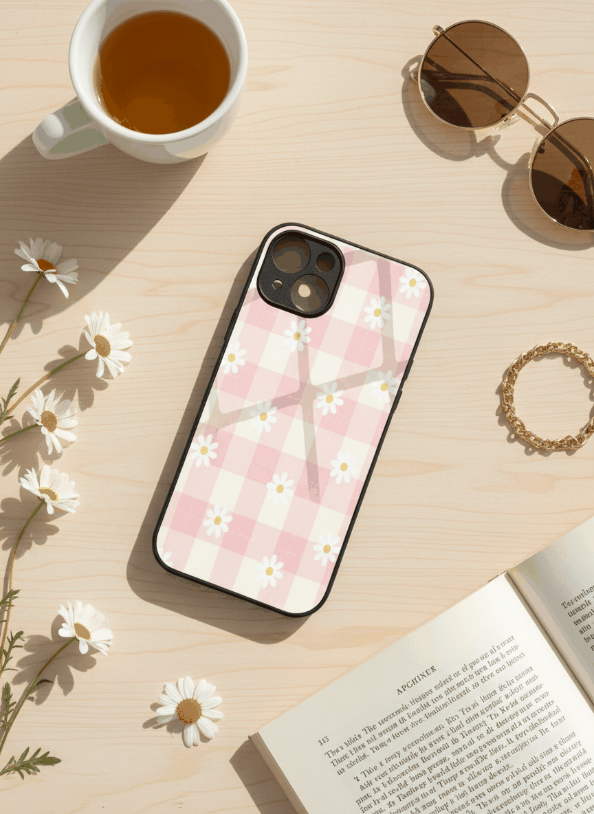 Daisy Bloom Premium Glass Back Cover For iPhone 11,12,13,14,15,16,17 Models The Case & Co