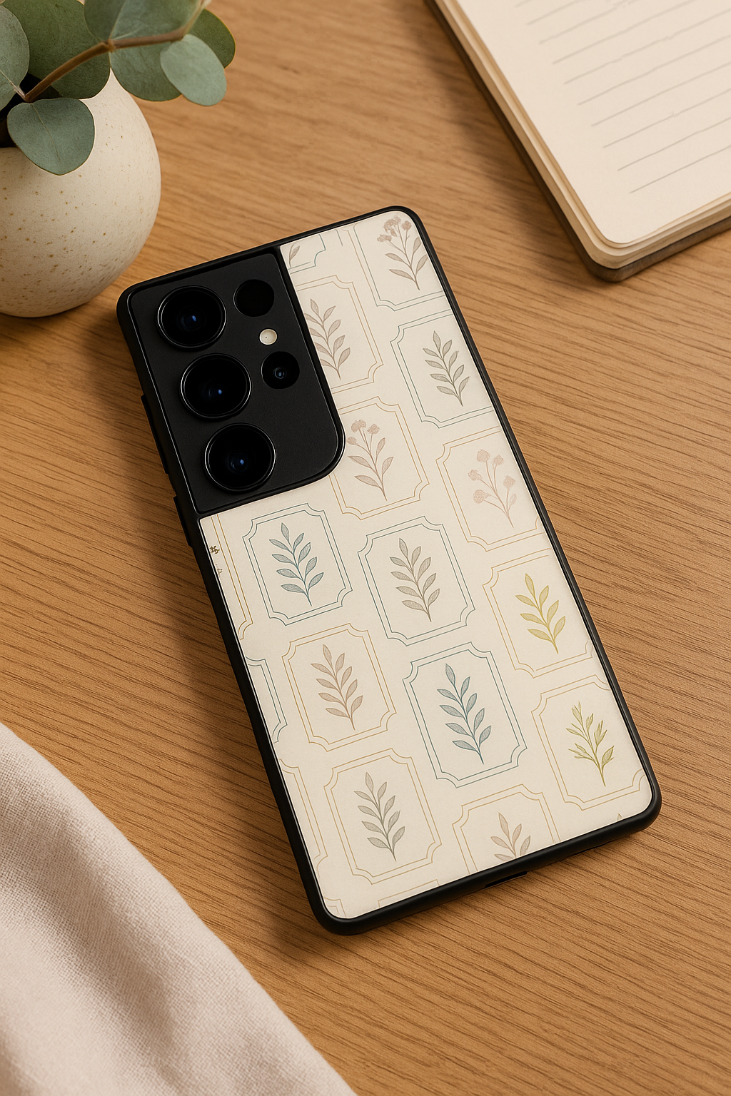 Floral Checks Pattern Premium Glass Back Cover For Galaxy S, A, M & F Series The Case & Co