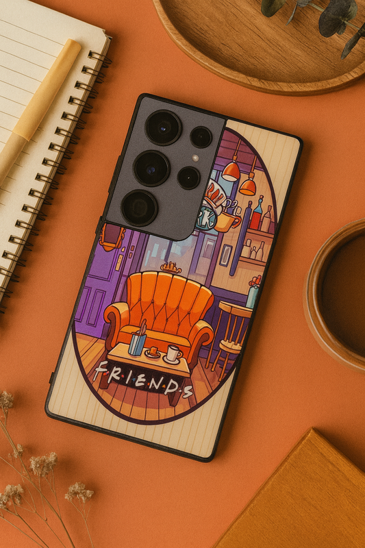 FRIENDS Coffee & Couch Premium Glass Back Cover For Galaxy S, A, M & F Series The Case & Co