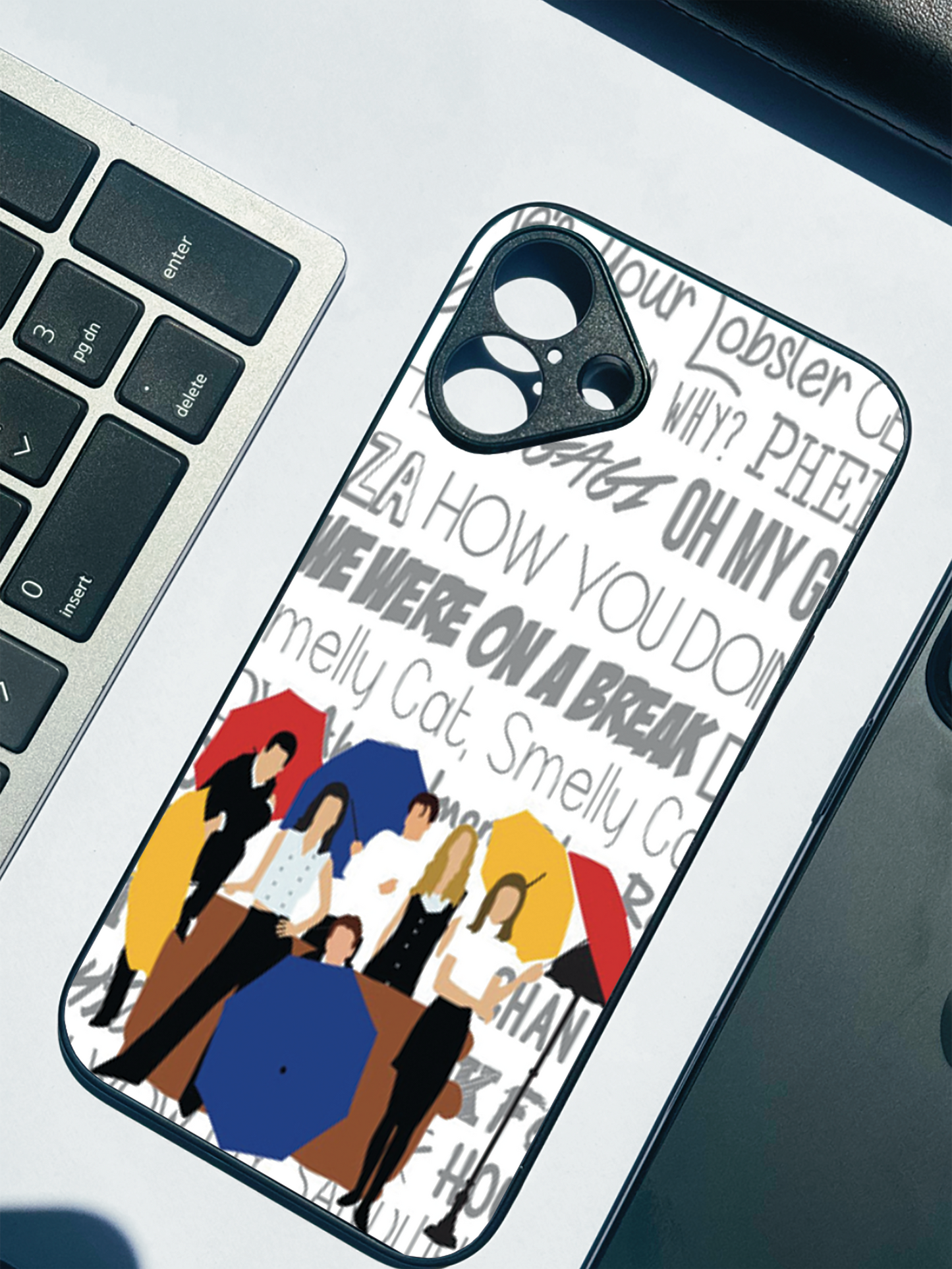 FRIENDS Umbrella Squad Premium Glass Back Cover For iPhone 11,12,13,14,15,16,17 Models The Case & Co