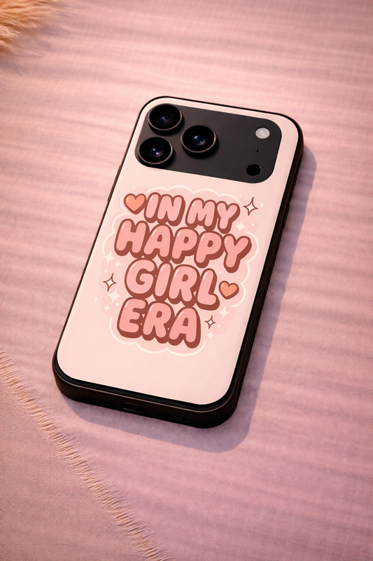 Happy Girl Era Premium Glass Back Cover For iPhone 11,12,13,14,15,16,17 Models The Case & Co