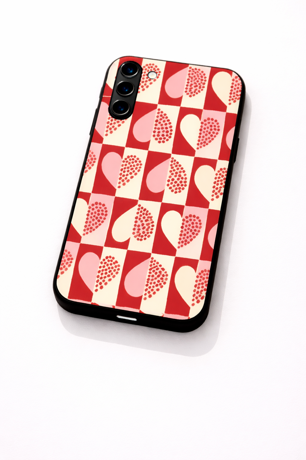Hearts Pattern Premium Glass Back Cover For Galaxy S, A, M & F Series The Case & Co