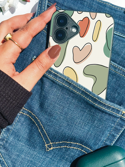 Heartsy Abstract Premium Glass Back Cover For iPhone 11,12,13,14,15,16,17 Models The Case & Co