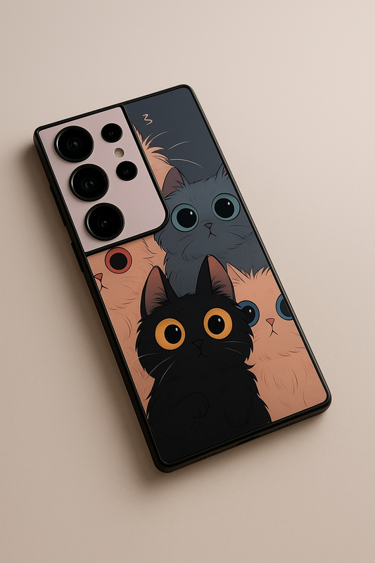 Kitty Mania Premium Glass Back Cover For Galaxy S, A, M & F Series The Case & Co