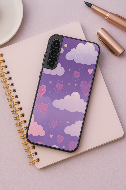 Lavender Skies Premium Glass Back Cover For Galaxy S, A, M & F Series The Case & Co