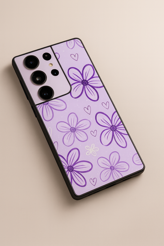 Lilac Bloom Premium Glass Back Cover For Galaxy S, A, M & F Series The Case & Co