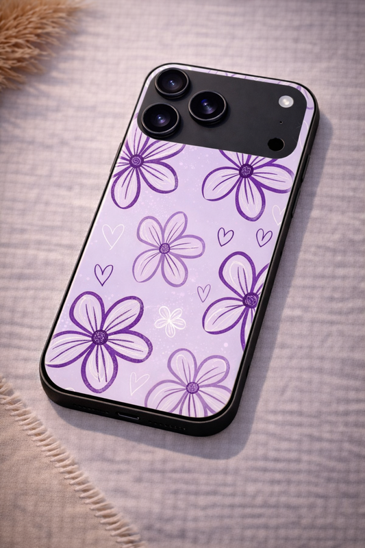 Lilac Bloom Premium Glass Back Cover For iPhone 11,12,13,14,15,16,17 Models The Case & Co