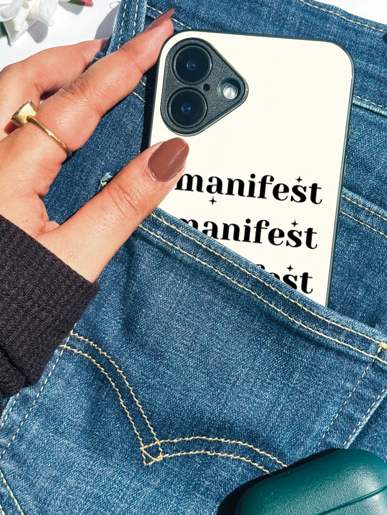 Manifest Magic Premium Glass Back Cover For iPhone 11,12,13,14,15,16,17 Models The Case & Co