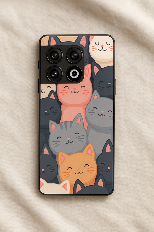 Meow Mix Glass Back Cover For One Plus 13, 12, 11, 10, Nord Series The Case & Co