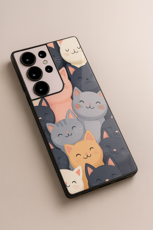 Meow Mix Premium Glass Back Cover For Galaxy S, A, M & F Series The Case & Co