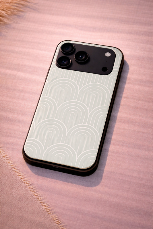 Mint Wave Premium Glass Back Cover For iPhone 11,12,13,14,15,16,17 Models The Case & Co