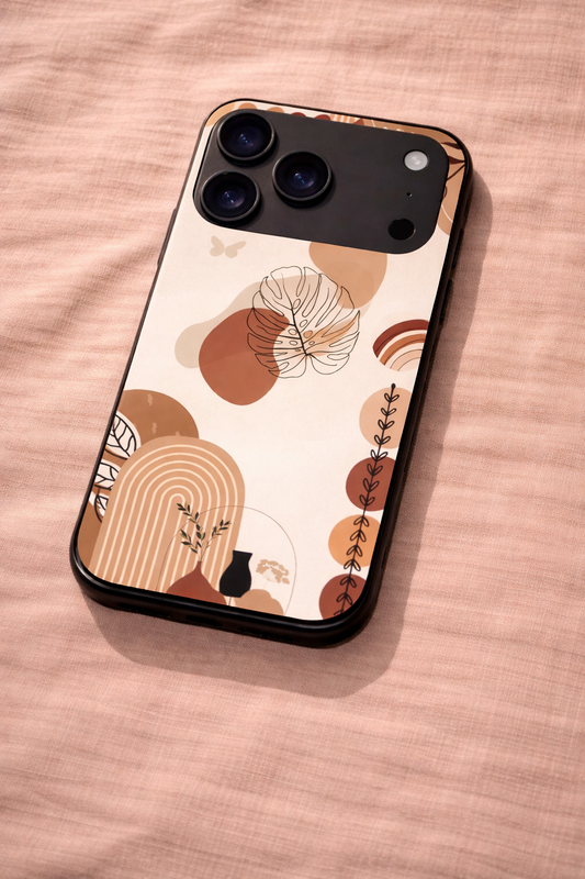 Organic Aura Premium Glass Back Cover For iPhone 11,12,13,14,15,16,17 Models The Case & Co