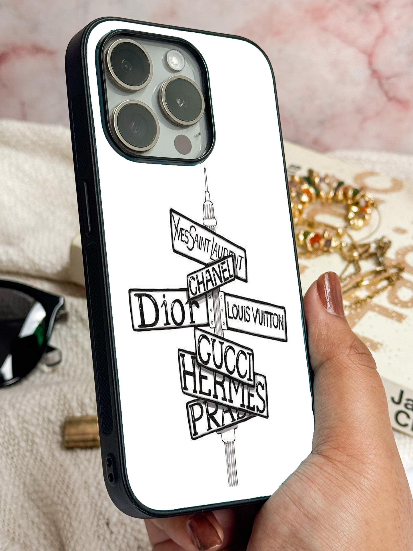 Runway Route Premium Glass Back Cover For iPhone 11,12,13,14,15,16,17 Models The Case & Co