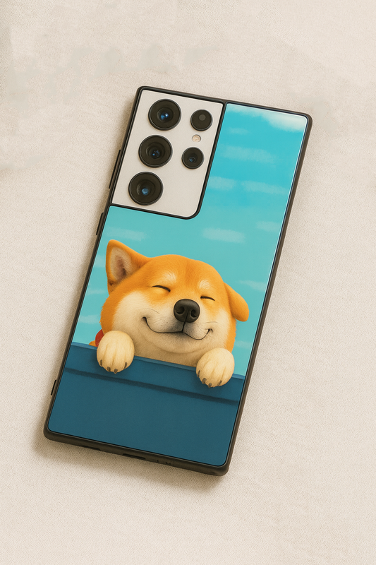 Smiley Shibe Premium Glass Back Cover For Galaxy S, A, M & F Series The Case & Co