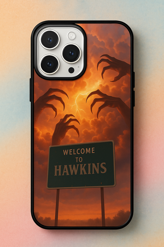 STRANGER THINGS- Inferno Of Hawkins Premium Glass Back Cover For iPhone 11,12,13,14,15,16,17 Models The Case & Co