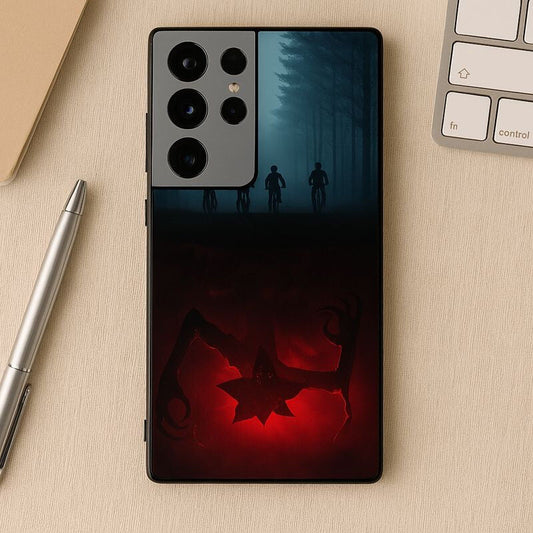 STRANGER THINGS- ShadowSplit Premium Glass Back Cover For Galaxy S, A, M & F Series The Case & Co