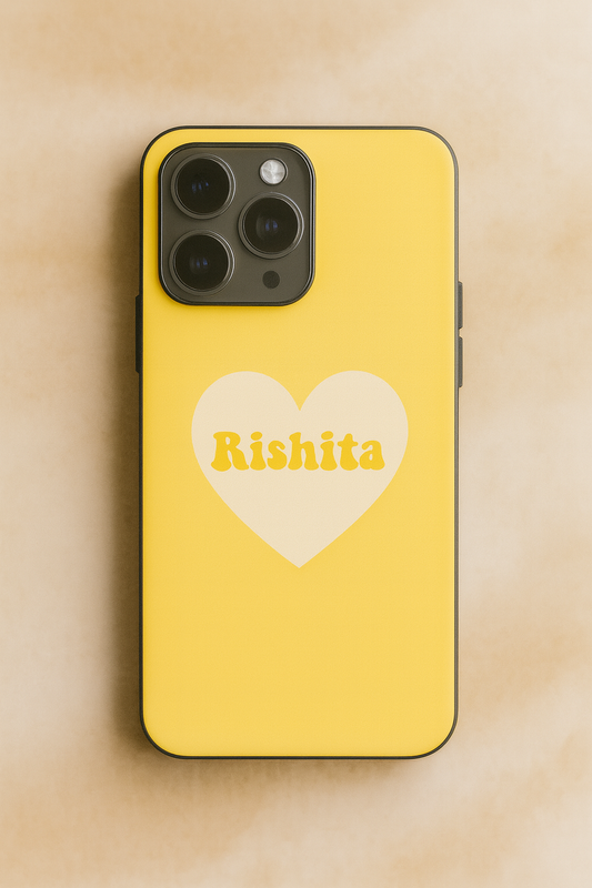 Sunny Heart Personalised Name Premium Glass Back Cover For iPhone 11,12,13,14,15,16,17 Models The Case & Co