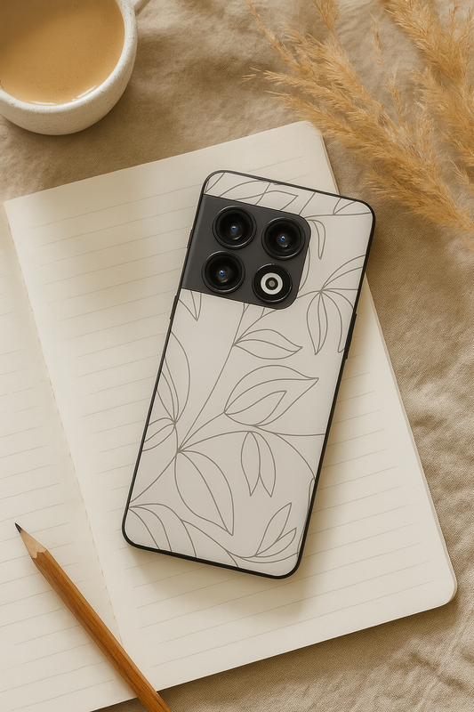 The Petal Sketch Premium Glass Back Cover For One Plus 13, 12, 11, 10, Nord Series The Case & Co