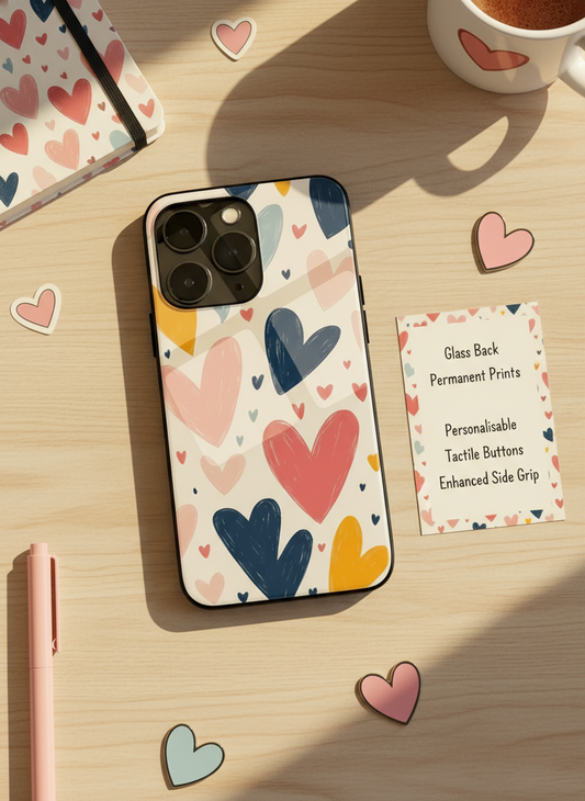 Painted Love Premium Glass Back Cover For iPhone 11-17 Models