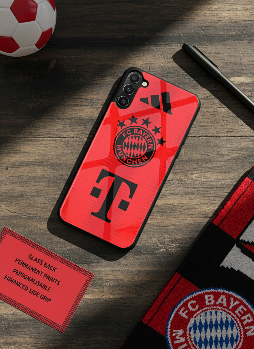 red armour Premium Glass Back Cover For Galaxy S, A, M & F Series