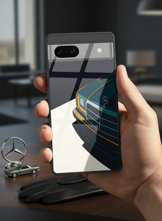 Minimal Car Sketch Premium Glass Back Cover For Google Pixel 7,8,9,10 Series