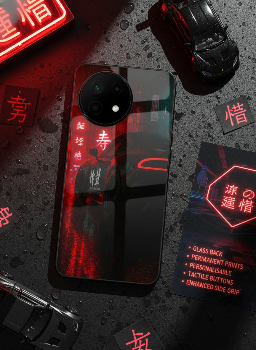 Aesthetic Car Focus Premium Glass Back Cover For One Plus 13, 12, 11, 10, Nord Serie